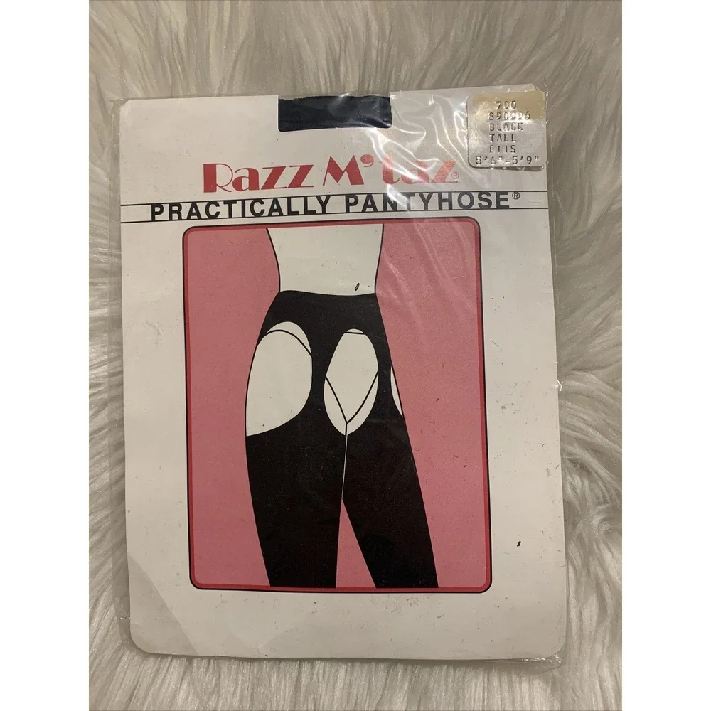 Razz M'taz Vintage Practically Pantyhose Black Tall NEW Rare Item